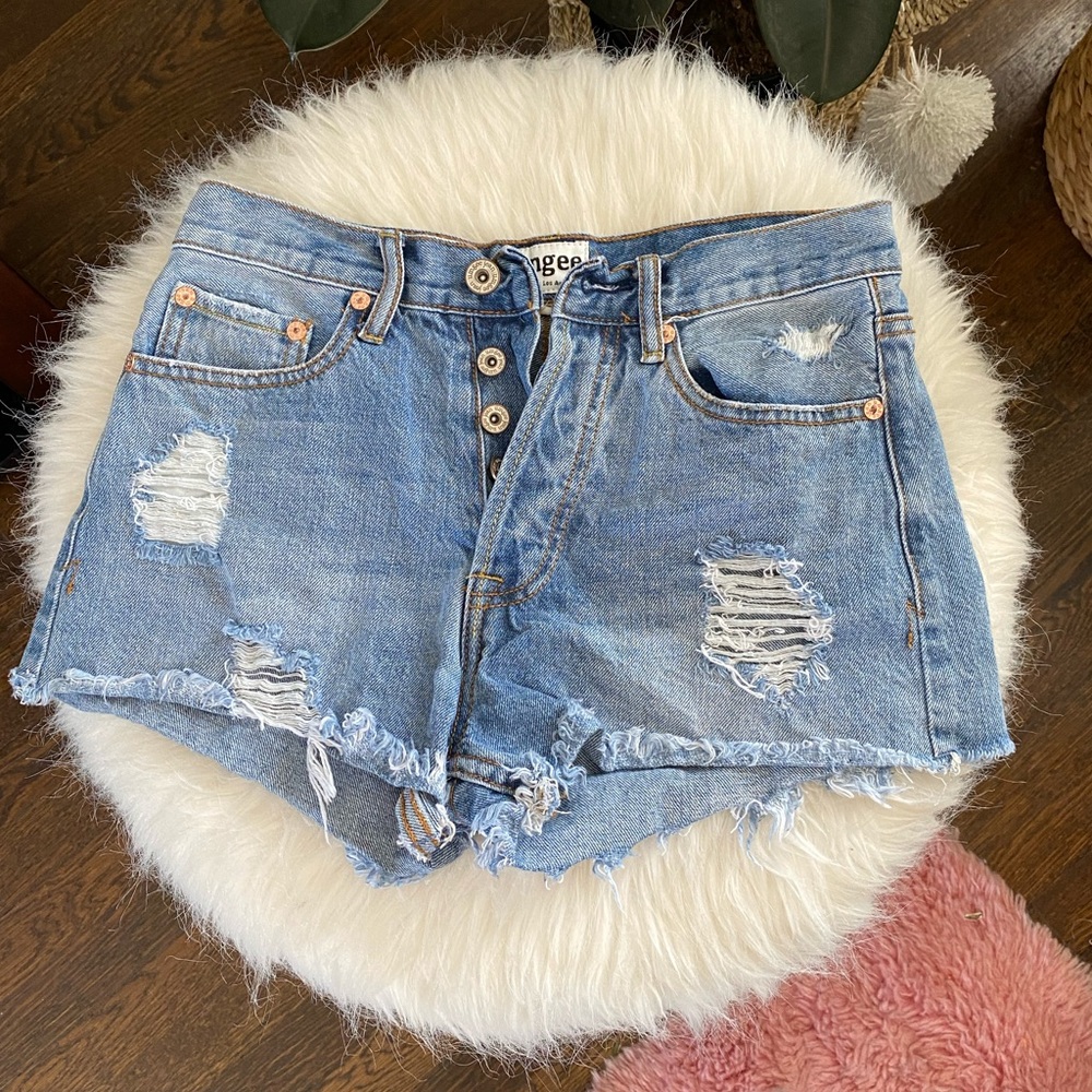 Boutique cut off high waist denim shorts